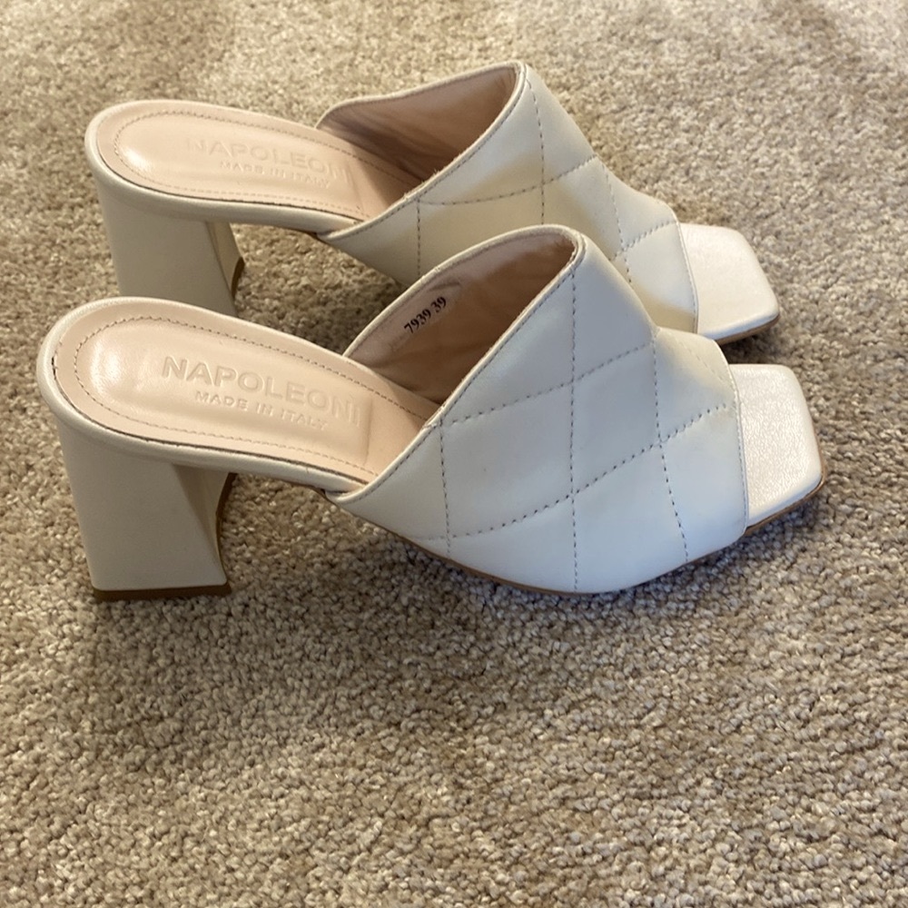 Genuine Leather Napoleoni Slip-On Square Heeled Sandals (Made in Italy) - Picture 6 of 12